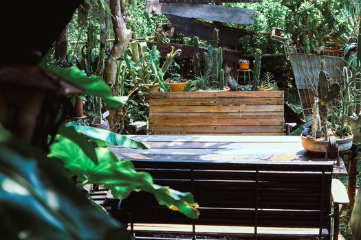 Wooden Table In Garden