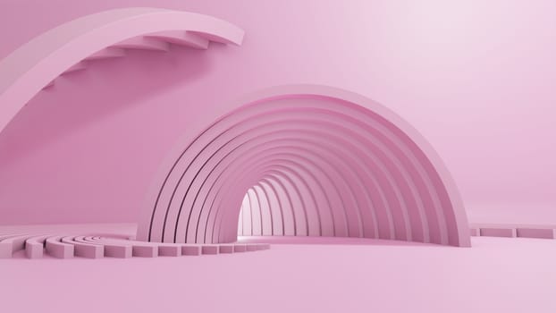 3D illustration, Abstract Minimal Fashion Background, Pink Shapes on Pink Pastel Background. Mock Up background Trend Style