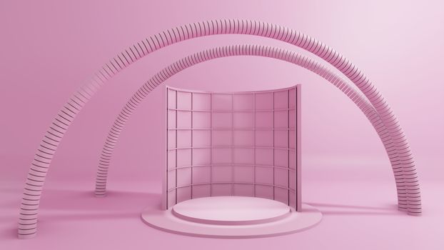 3D rendering, Abstract Geometric Background, Modern Minimalistic Mock Up, Pink Pastel Colors. Empty Space