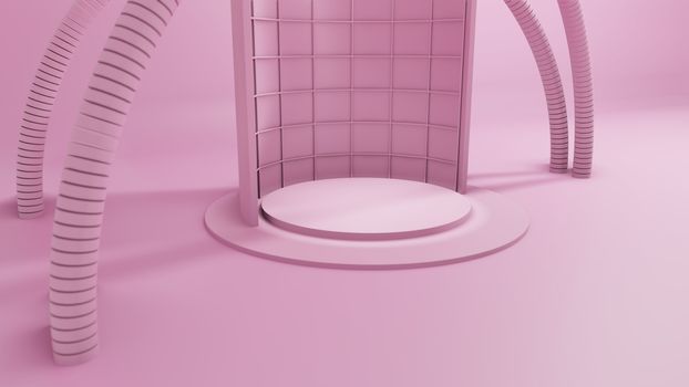 3D rendering, Abstract Geometric Background, Modern Minimalistic Mock Up, Pink Pastel Colors. Empty Space