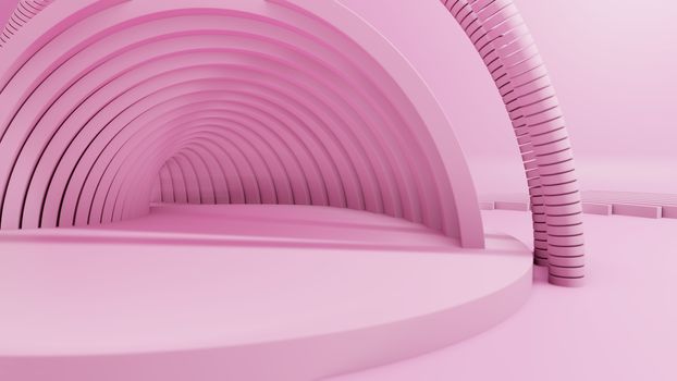 3D rendering, Abstract Geometric Background, Modern Minimalistic Mock Up, Pink Pastel Colors. Empty Space