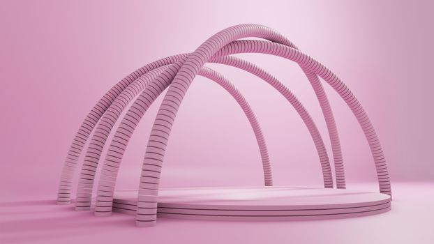 3D rendering, Abstract Geometric Background, Modern Minimalistic Mock Up, Pink Pastel Colors. Empty Space