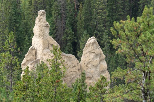 Close up image of the Hoodoos close to Banff, Banff National Park, Alberta, Canada