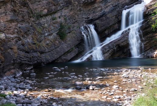 Long exposure image of the Cameron Falls close to Waterton, Waterton Lakes National Park, Alberta, Canada