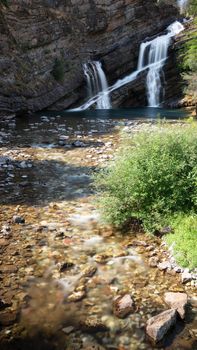 Long exposure image of the Cameron Falls close to Waterton, Waterton Lakes National Park, Alberta, Canada