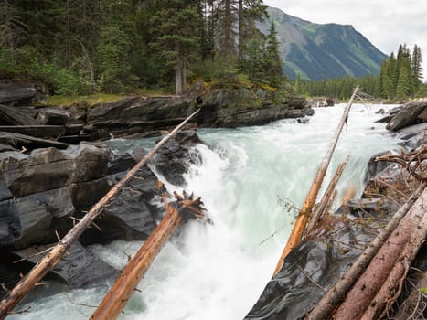 Panoramic image of the Numa Falls within the Kootenay National Park, British Columbia, Canada
