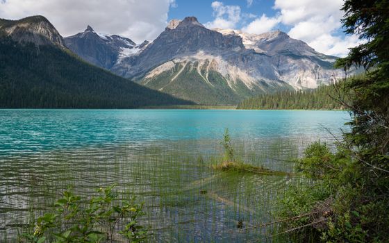 Panoramic image of Emerald Lake, beautiful landscape of Yoho National Park, British Columbia, Canada