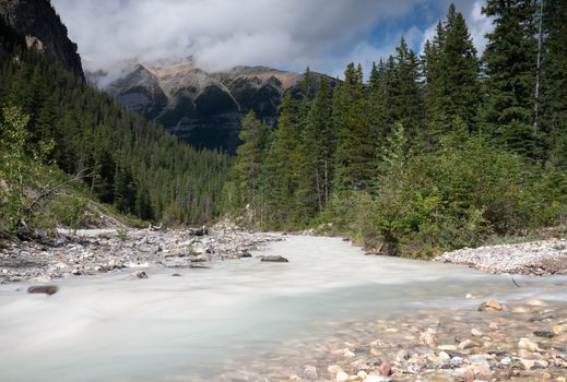 Long exposure image of an river in the Yoho National Park, British Columbia, Canada