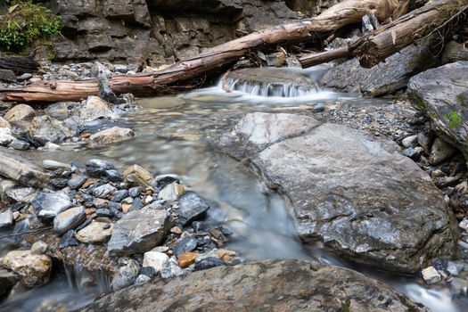 Long exposure image of an idyllic small creek within the Yoho National Park, British Columbia, Canada