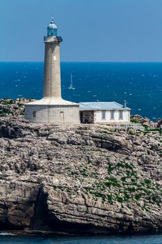 Lighthouse at the Mouro island, Santander, Spain
