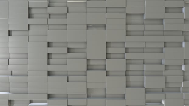 Abstract 3D illustration of white cubes background. Random displacement. Good background