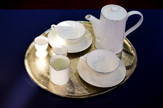 tea or coffee set in white