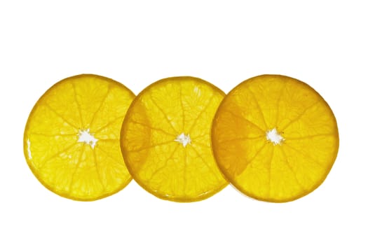 Fresh sliced juicy orange fruit set over white background - tropical orange fruit texture for background use