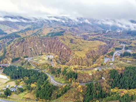 The colourful leaves in Autumn at Naruko Gorge, Osaki, Miyagi, Japan