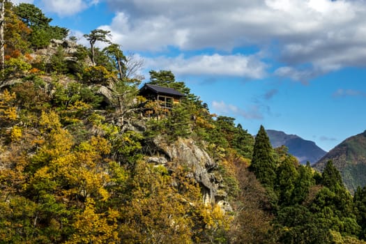 The colourful leaves in Autumn at Risshaku Temple of Yamagata,Japan.