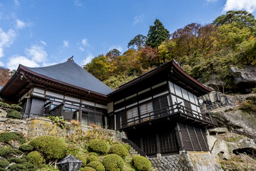 The colourful leaves in Autumn at Risshaku Temple of Yamagata,Japan.