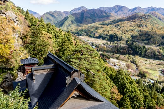 The colourful leaves in Autumn at Risshaku Temple of Yamagata,Japan.