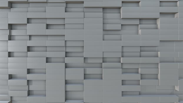 Abstract 3D illustration of white cubes background. Random displacement. Good background