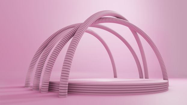 3D rendering, Abstract Geometric Background, Modern Minimalistic Mock Up, Pink Pastel Colors. Empty Space