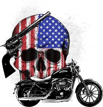 America Flag painted on a skull