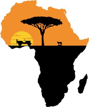 Cheetah on the background of Africa map
