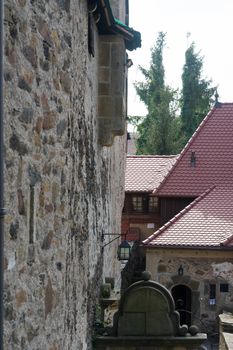 Czocha Castle - a defensive border castle located in the town of Sucha (Czocha), Leśna commune, at the Leśniański Lagoon in Kwisa in the Polish part of Upper Lusatia. The original name was probably Czajków (1329: castrum Caychow), before 1945 Tzschoch.