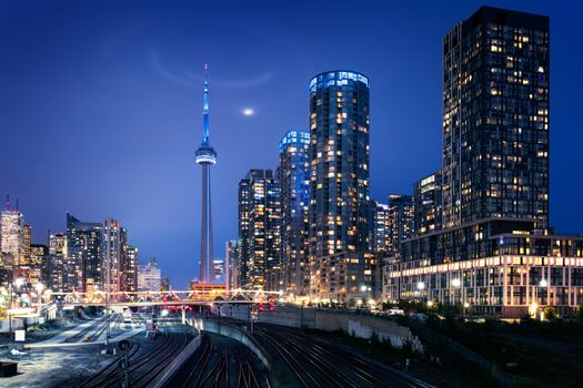 Toronto skyline at dusk, Quebec, Canada