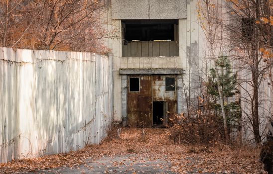 basement of an abandoned building in Chernobyl Ukoain in the autumn afternoon