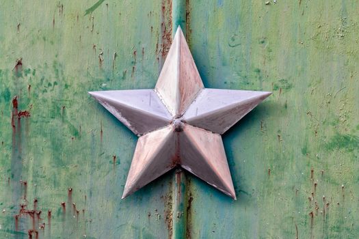 background pattern old iron star on the iron surface in Chernobyl Ukraine