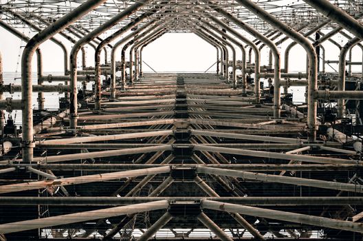 symmetry pattern industrial engineering old secret army soviet radar in Chernobyl Ukraine