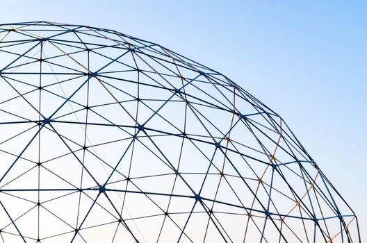 abstract background modern architecture construction sphere on a blue background isolated