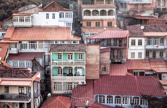 residential old retro slum quarter street in the city of Georgia