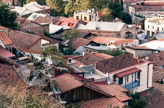quarter of Tbilisi old town in Georgia no people in autumn