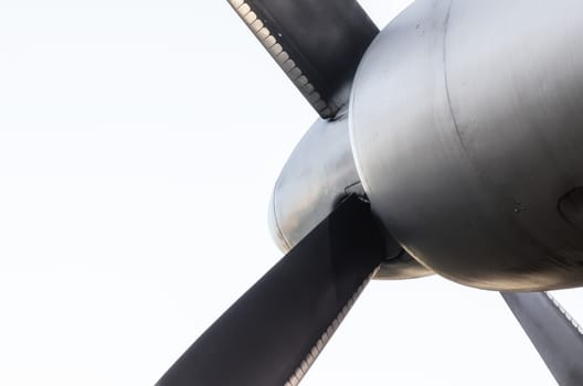 fragment of a propeller blade of a vintage airplane isolated closeup