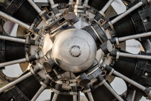 abstract technical industrial background fragment of an airplane diesel engine closeup detail