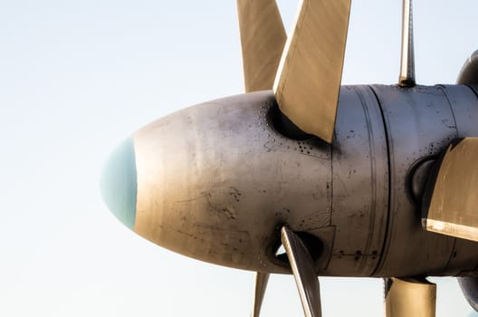 abstract background propeller blades of a vintage airplane on a blue background isolated