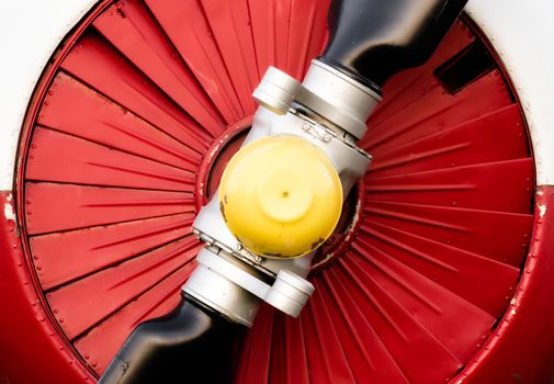 color background propeller engine vintage airplane closeup