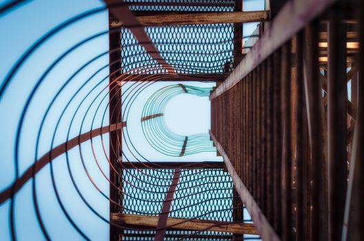 metal construction with stairs steps in perspective view