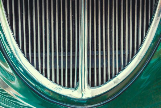 old retro car radiator closeup