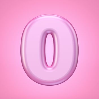Pink font Number 0 ZERO 3D rendering illustration isolated on white background