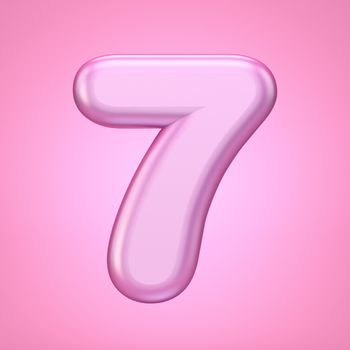 Pink font Number 7 SEVEN 3D rendering illustration isolated on white background