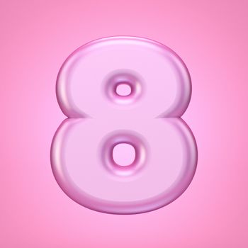 Pink font Number 8 EIGHT 3D rendering illustration isolated on white background