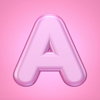 Pink font Letter A 3D rendering illustration isolated on white background