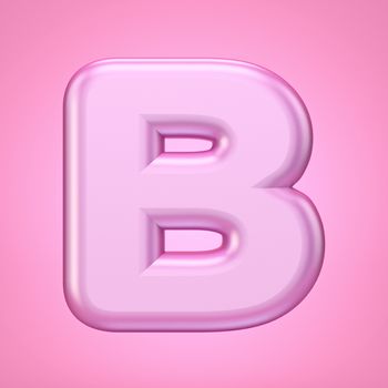 Pink font Letter B 3D rendering illustration isolated on white background