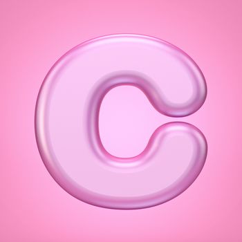 Pink font Letter C 3D rendering illustration isolated on white background