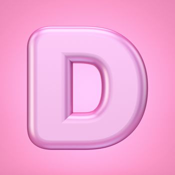 Pink font Letter D 3D rendering illustration isolated on white background