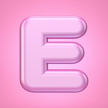 Pink font Letter E 3D rendering illustration isolated on white background