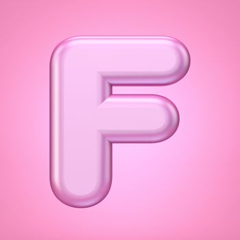 Pink font Letter F 3D rendering illustration isolated on white background