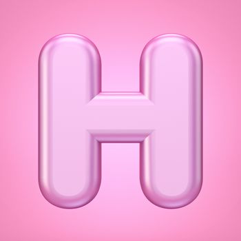 Pink font Letter H 3D rendering illustration isolated on white background