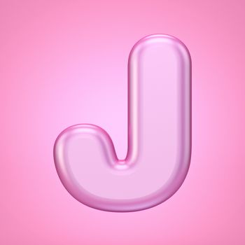 Pink font Letter J 3D rendering illustration isolated on white background